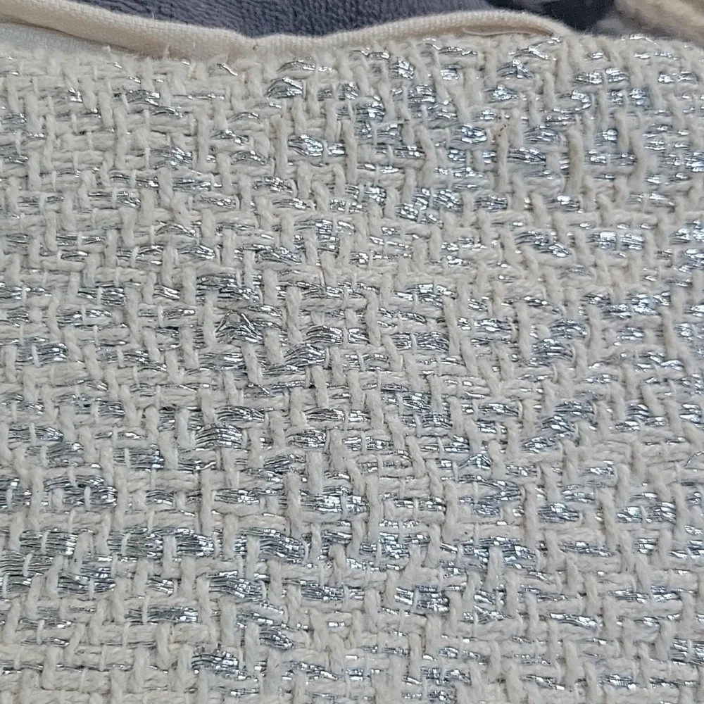 West Elm Hand Crafted Silver Metallic Yarn And Cotton Pillow Cover